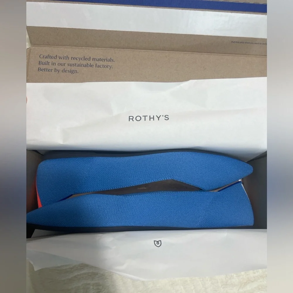 Rothy’s The Point II Oasis Blue Flats NIB Size 12.5 Recycled Knit Pointed Toe